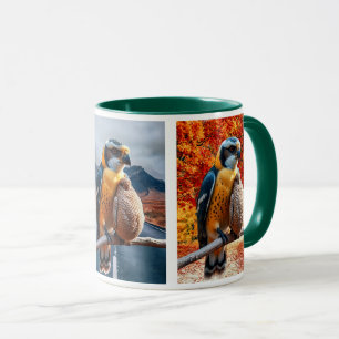 Ein Falke und sein kleiner Falke zeigen den Horizo Tasse