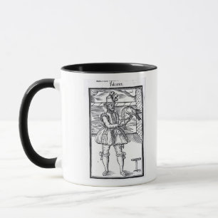 Ein Falkner mit seinem Hühnerhabicht Tasse