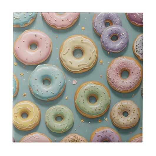 Ein fantasievoller Pastell-Donut-Traum Fliese (Vorderseite)