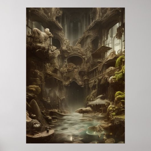 Ein fantastischer alter und verlassener Pool Poster (Vorne)