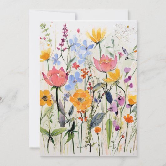 Ein fantastisches Blumendesign, wilde Blumen Einladung (Vorderseite)