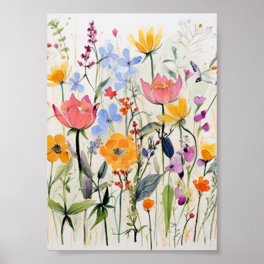 Ein fantastisches Blumendesign, wilde Blumen Poster (Vorne)