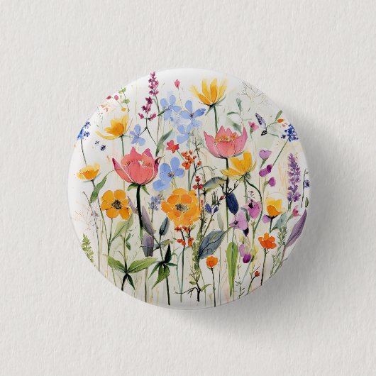 Ein fantastisches florales Design, wilde Blumen Button (Vorderseite)