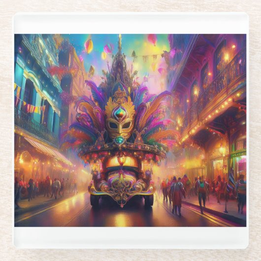 Ein Fantasy-Blick auf eine Mardi Gras Parade Glasuntersetzer (Vorderseite)