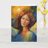 Ein farbenfroher Engel bläst Jede Anlässe Karte (Gelbe Blume)