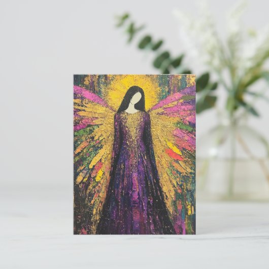 Ein farbenfroher Engel Postkarte (Stehend Vorderseite)