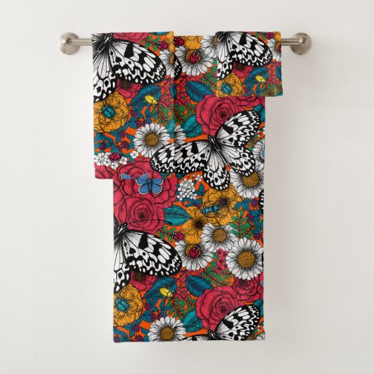 Ein farbenfroher Garten Badhandtuch Set (Insitu)