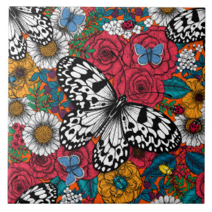 Ein farbenfroher Garten Fliese