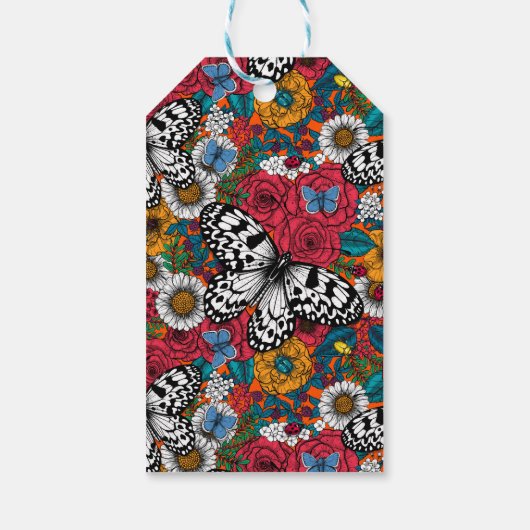 Ein farbenfroher Garten Geschenkanhänger (Rückseite)