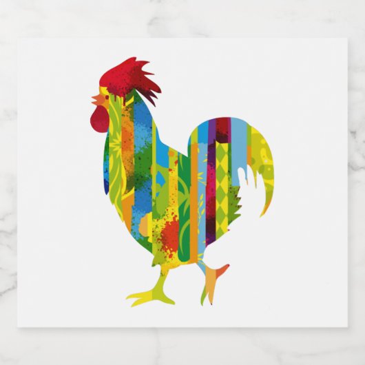 Ein farbenfroher Hahn Schaumweinetikett (Einzelnes Label)