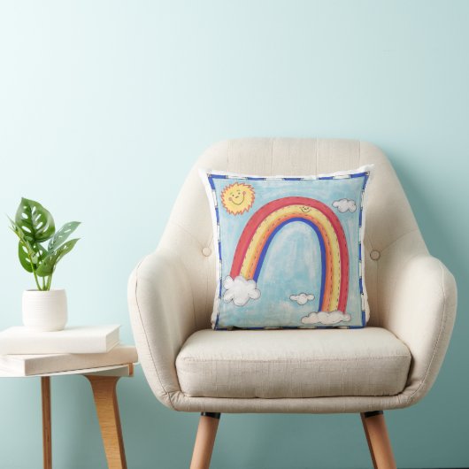 Ein farbenfroher Regenbogen Kissen (Stuhl )