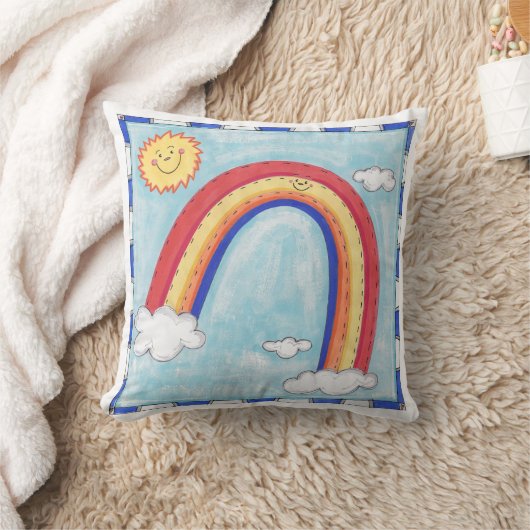 Ein farbenfroher Regenbogen Kissen (Decke)