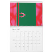 Ein farbenfroher Schal in Rot- und Grüntönen. Kalender (Mär 2027)