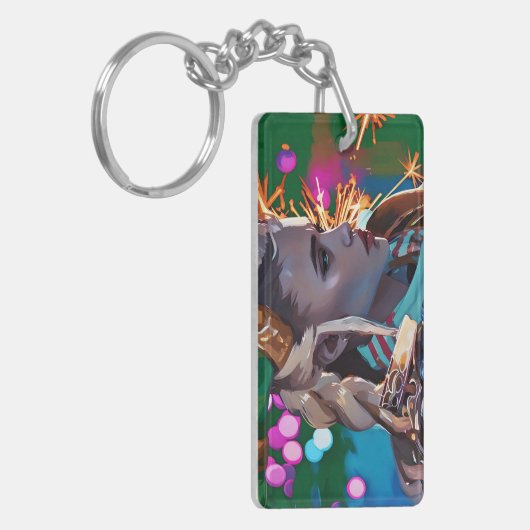 Ein farbenfroher Schlüsselanhänger (Vorderseite links)