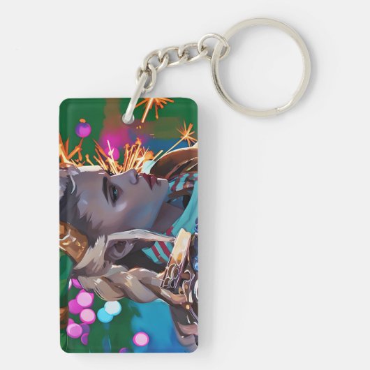 Ein farbenfroher Schlüsselanhänger (Rückseite)