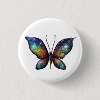 Ein farbenfroher Schmetterling mit galaxieähnliche Button