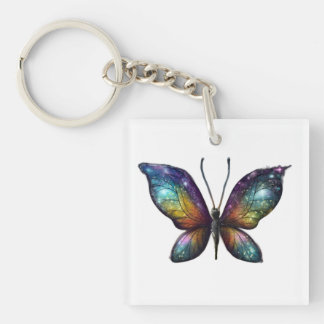Ein farbenfroher Schmetterling mit galaxieähnliche Schlüsselanhänger