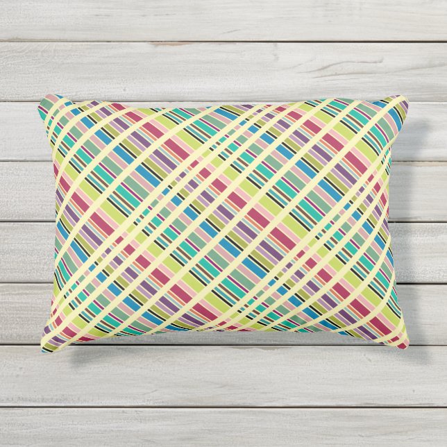 Ein farbenfroher Streifen Kissen Für Draußen (Vorderseite)