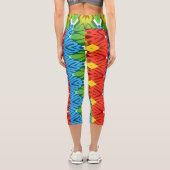 Ein farbenfroher, trendiger Stoff Zickzack-Muster Capri Leggings (Rückseite)