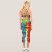 Ein farbenfroher, trendiger Stoff Zickzack-Muster Capri Leggings (Rückseite)