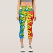 Ein farbenfroher, trendiger Stoff Zickzack-Muster Capri Leggings (Vorderseite)