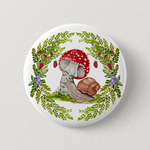 Ein farbenfroher Wald fliegt und eine Schnecke Button