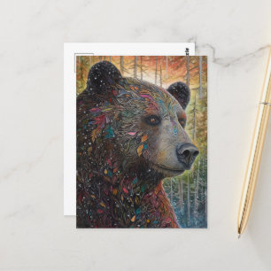 Ein farbenfroher Whimsischer Bär Postkarte