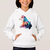 Ein farbenfroher Wolfskopf mitten im Wald Hoodie (Vorderseite)