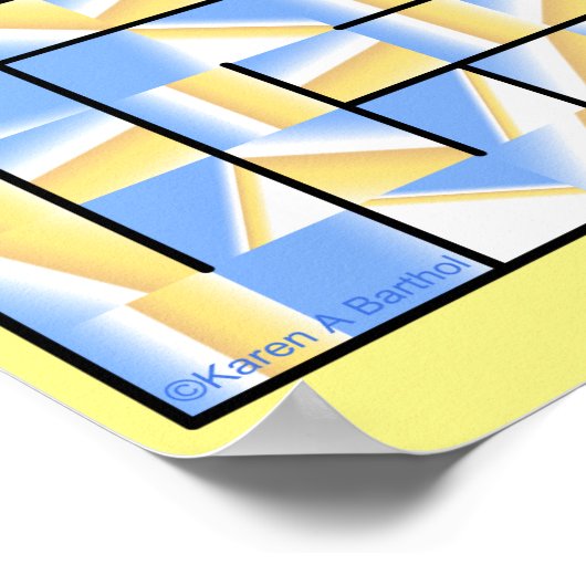 Ein farbenfrohes blau-gelbes Labyrinth. Poster (Ecke)