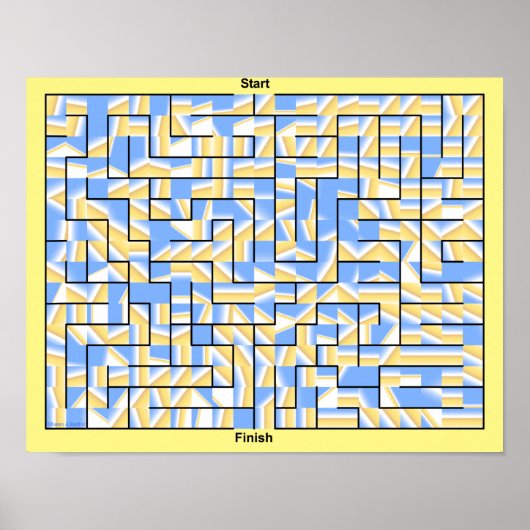 Ein farbenfrohes blau-gelbes Labyrinth. Poster (Vorne)