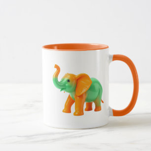 Ein farbiger dekorativer Elefant mit aufgehobenem  Tasse