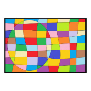 Ein farbiger Kreis auf einem farbenfrohen Rechteck Fotodruck