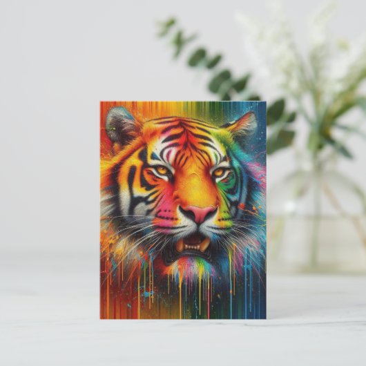 Ein farbiger Tiger Postkarte (Stehend Vorderseite)