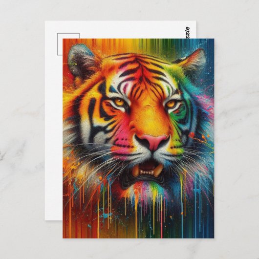 Ein farbiger Tiger Postkarte (Vorne/Hinten)