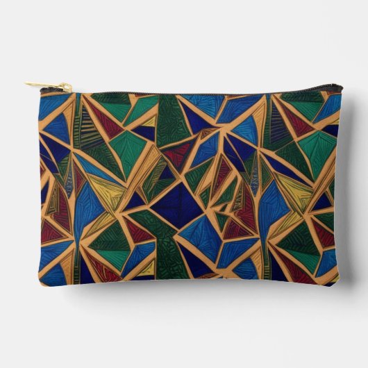 Ein farbiges geometrisch abstraktes Muster Zubehörtasche (Vorderseite)