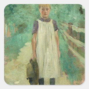 Ein Farmgirl, 1895 Quadratischer Aufkleber