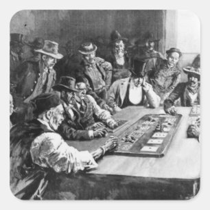 Ein Faro-Spiel in El Paso Quadratischer Aufkleber