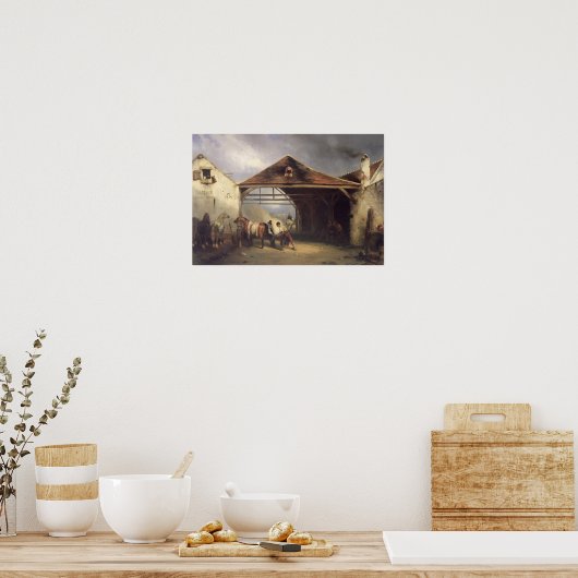 Ein Farrier, der ein Pferd zeigt Poster (Küche)