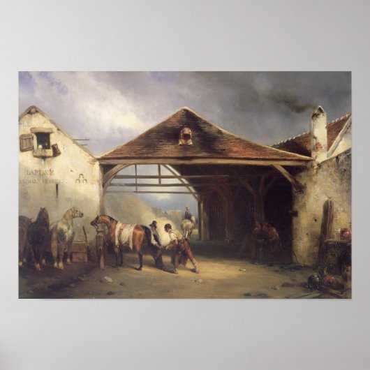 Ein Farrier, der ein Pferd zeigt Poster (Vorne)