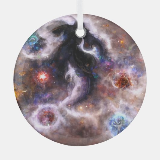 Ein faszinierender Abstrakter galaktischer Nebel Ornament Aus Glas (Vorderseite)