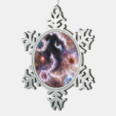Ein faszinierender Abstrakter galaktischer Nebel Schneeflocken Zinn-Ornament (Rechts)