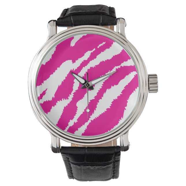 Ein faszinierendes Blumenmuster in Rosa und Weiß,  Armbanduhr (Vorderseite)