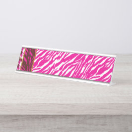 Ein faszinierendes Blumenmuster in Rosa und Weiß,  Schreibtischnamensplakette