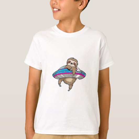 Ein Faultier, das an einem UFO hängt. T-Shirt (Vorderseite)