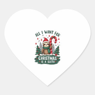 Ein Faultier zu Weihnachten. Niedliche Weihnachtsf Herz-Aufkleber