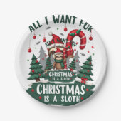 Ein Faultier zu Weihnachten. Niedliche Weihnachtsf Pappteller (Vorderseite)