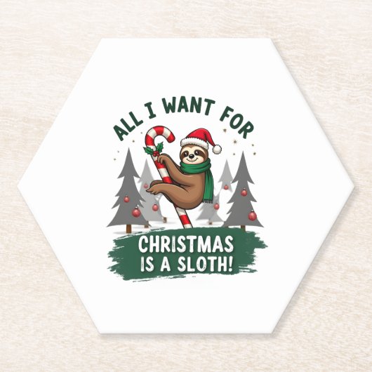 Ein Faultier zu Weihnachten. Niedliche Weihnachtsf Untersetzer (Vorderseite)