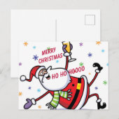 „Ein feiernder Weihnachtsmann“ Postkarte (Vorne/Hinten)