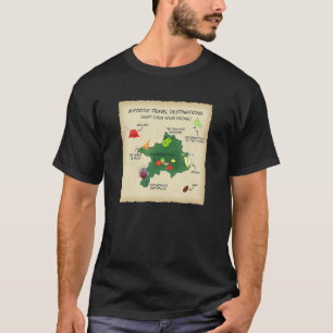 Ein Feinschmecker Karte zu 8 Reisezielen in Ihrem T-Shirt