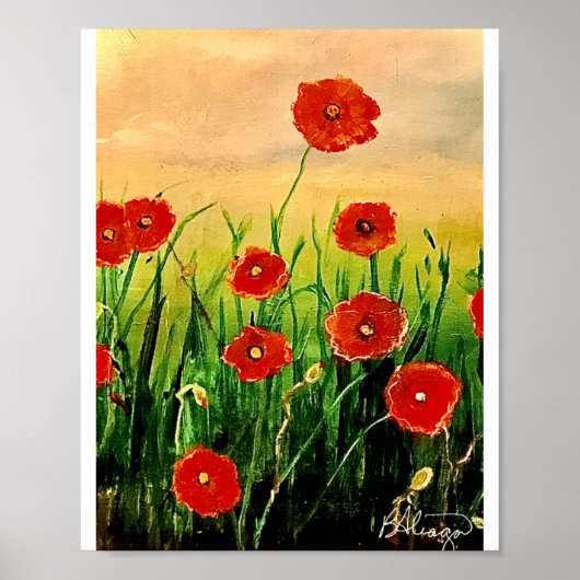 Ein Feld der roten Pflücken Poster (Vorne)